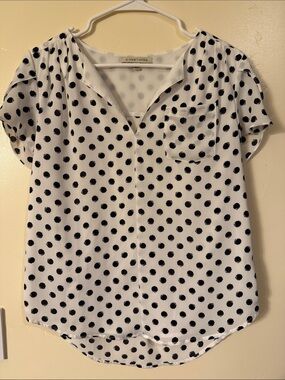 41 Hawthorn White Short Sleeve Polka Dot Blouse